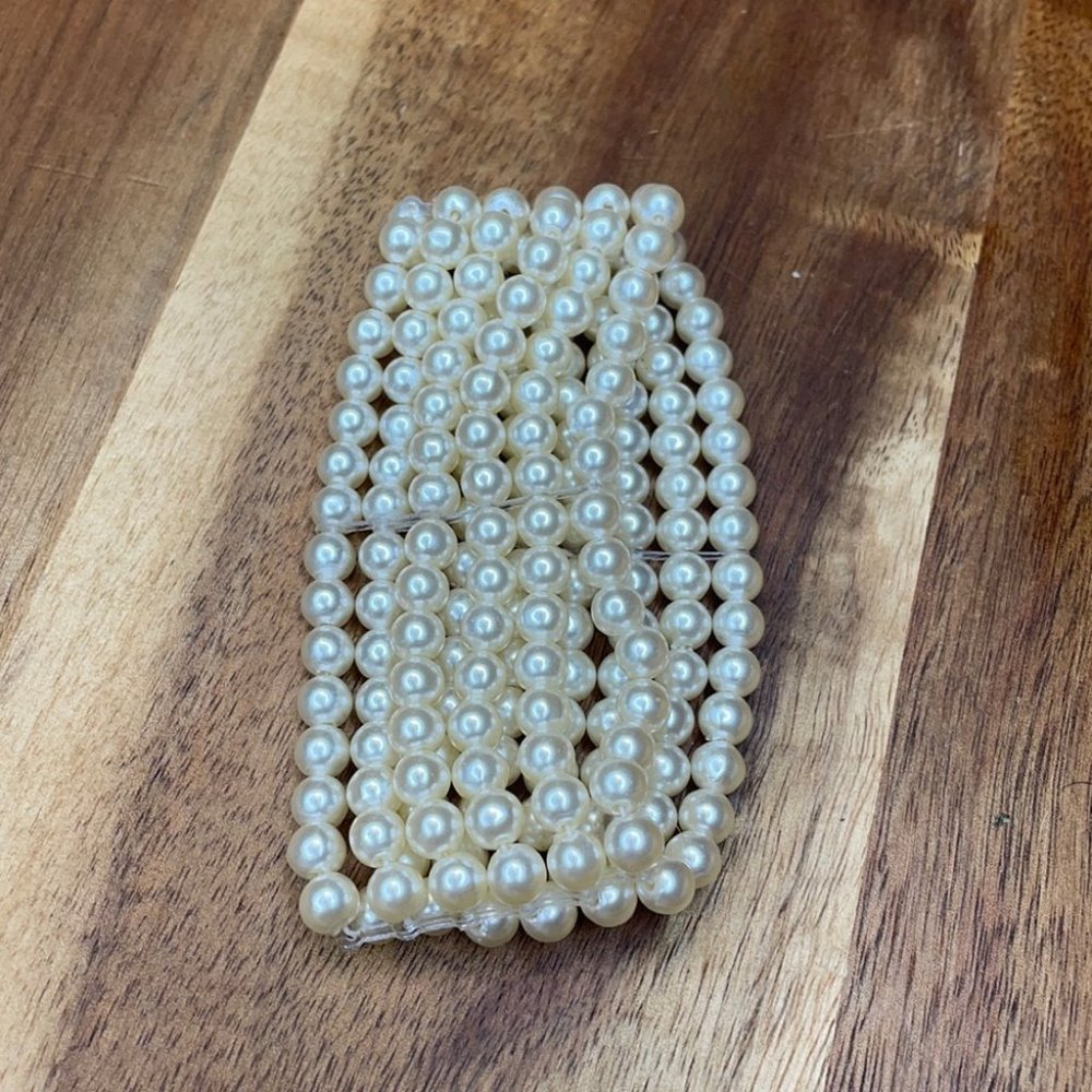 Faux Pearl layered stacked stretchy bracelet